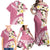 Aloha Hawaii Festive Family Matching Off Shoulder Maxi Dress and Hawaiian Shirt Frangipani Lace Classic - Rosy