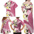 Aloha Hawaii Festive Family Matching Off Shoulder Maxi Dress and Hawaiian Shirt Frangipani Lace Classic - Rosy