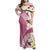 Aloha Hawaii Festive Family Matching Off Shoulder Maxi Dress and Hawaiian Shirt Frangipani Lace Classic - Rosy