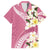 Aloha Hawaii Festive Family Matching Short Sleeve Bodycon Dress and Hawaiian Shirt Frangipani Lace Classic - Rosy