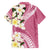 Aloha Hawaii Festive Family Matching Short Sleeve Bodycon Dress and Hawaiian Shirt Frangipani Lace Classic - Rosy