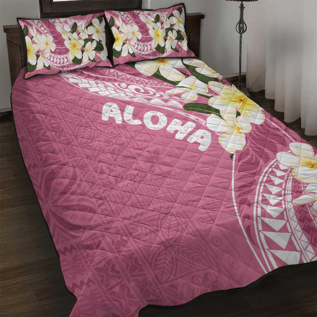 Aloha Hawaii Festive Quilt Bed Set Frangipani Lace Classic - Rosy LT7 Pink - Polynesian Pride
