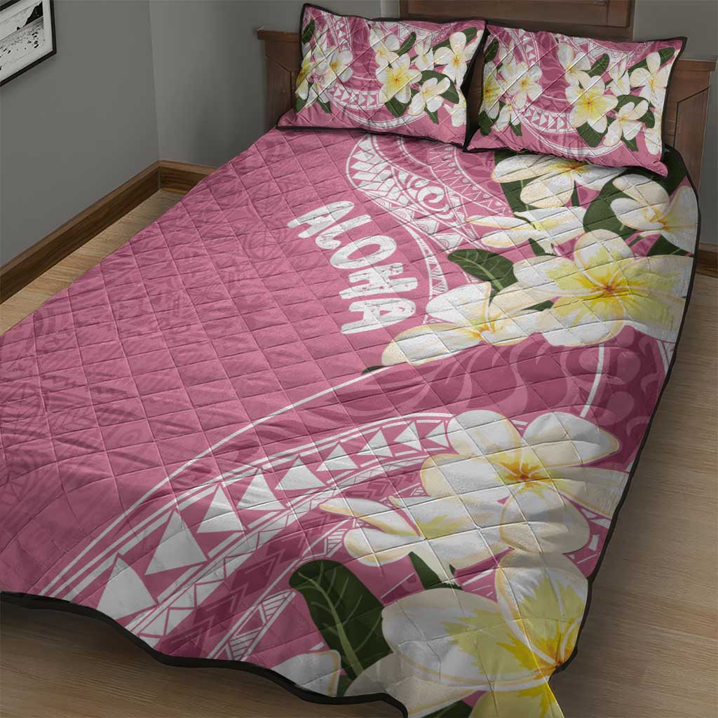 Aloha Hawaii Festive Quilt Bed Set Frangipani Lace Classic - Rosy LT7 - Polynesian Pride
