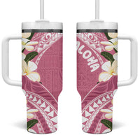 Aloha Hawaii Festive Tumbler With Handle Frangipani Lace Classic - Rosy LT7 One Size: 40 oz Pink - Polynesian Pride