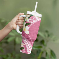 Aloha Hawaii Festive Tumbler With Handle Frangipani Lace Classic - Rosy LT7 - Polynesian Pride