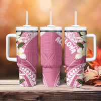 Aloha Hawaii Festive Tumbler With Handle Frangipani Lace Classic - Rosy LT7 - Polynesian Pride