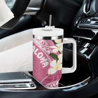 Aloha Hawaii Festive Tumbler With Handle Frangipani Lace Classic - Rosy LT7 - Polynesian Pride