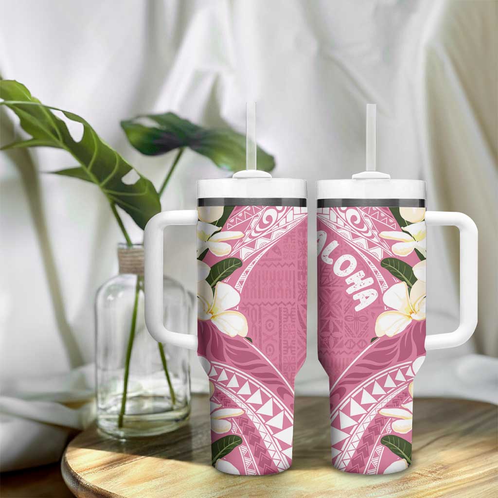 Aloha Hawaii Festive Tumbler With Handle Frangipani Lace Classic - Rosy LT7 - Polynesian Pride