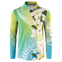 Aloha Hawaii Festive Button Sweatshirt Frangipani Lace Classic - Summer Vibes LT7 Blue Green - Polynesian Pride