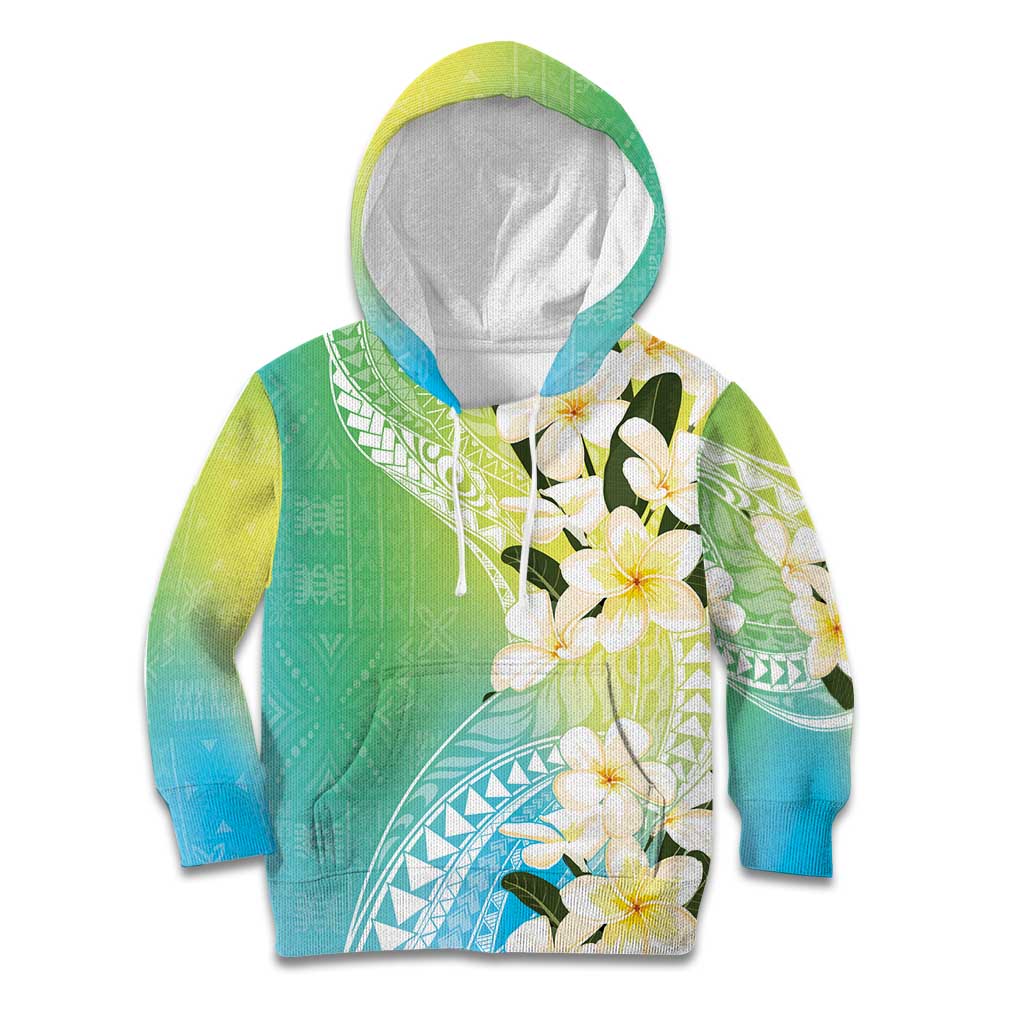 Aloha Hawaii Festive Kid Hoodie Frangipani Lace Classic - Summer Vibes LT7 Hoodie Blue Green - Polynesian Pride