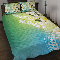 Aloha Hawaii Festive Quilt Bed Set Frangipani Lace Classic - Summer Vibes LT7 Blue Green - Polynesian Pride
