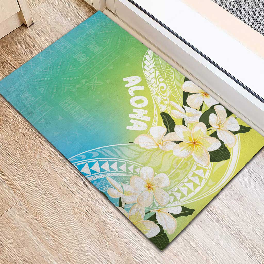 Aloha Hawaii Festive Rubber Doormat Frangipani Lace Classic - Summer Vibes LT7 - Polynesian Pride