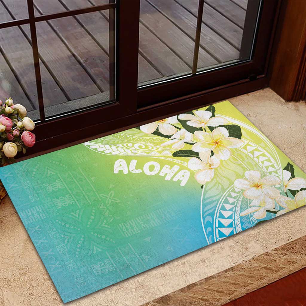 Aloha Hawaii Festive Rubber Doormat Frangipani Lace Classic - Summer Vibes LT7 - Polynesian Pride