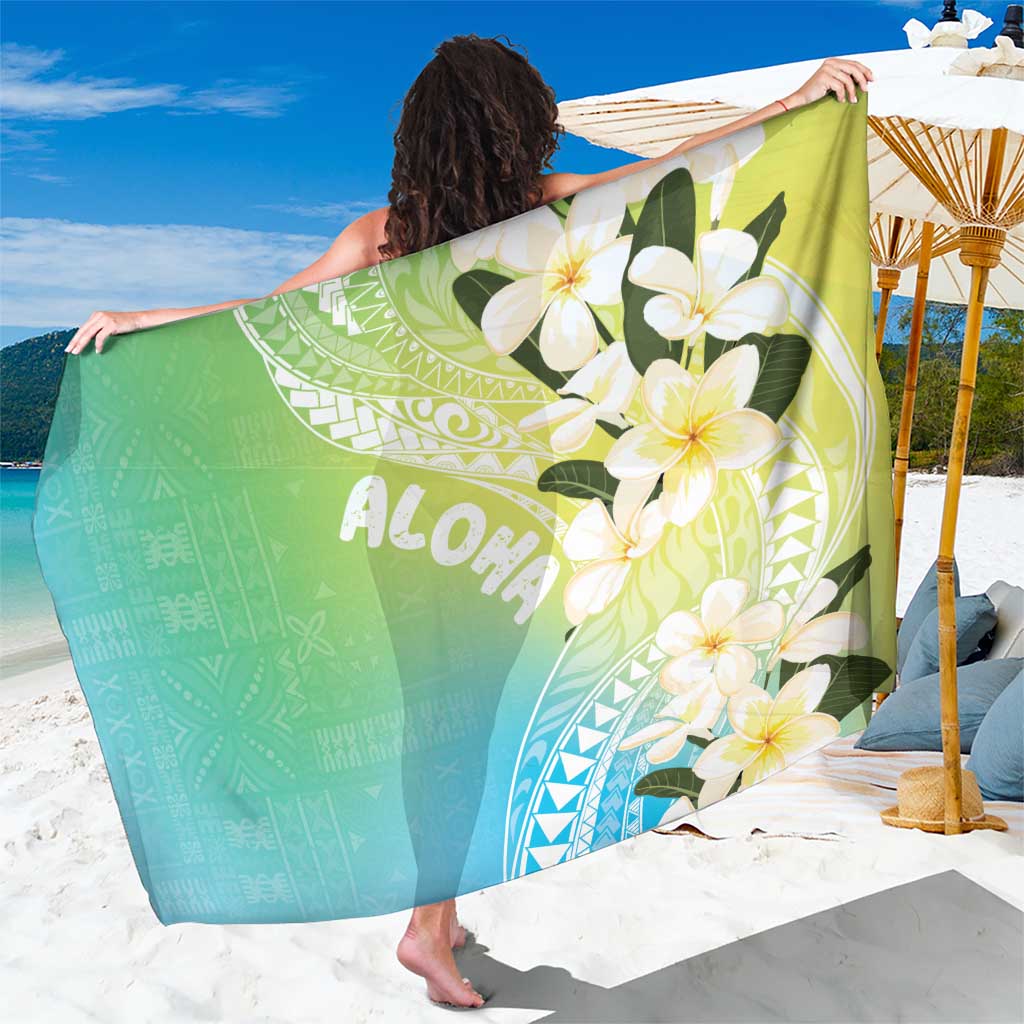 Aloha Hawaii Festive Sarong Frangipani Lace Classic - Summer Vibes LT7 One Size 44 x 66 inches Blue Green - Polynesian Pride