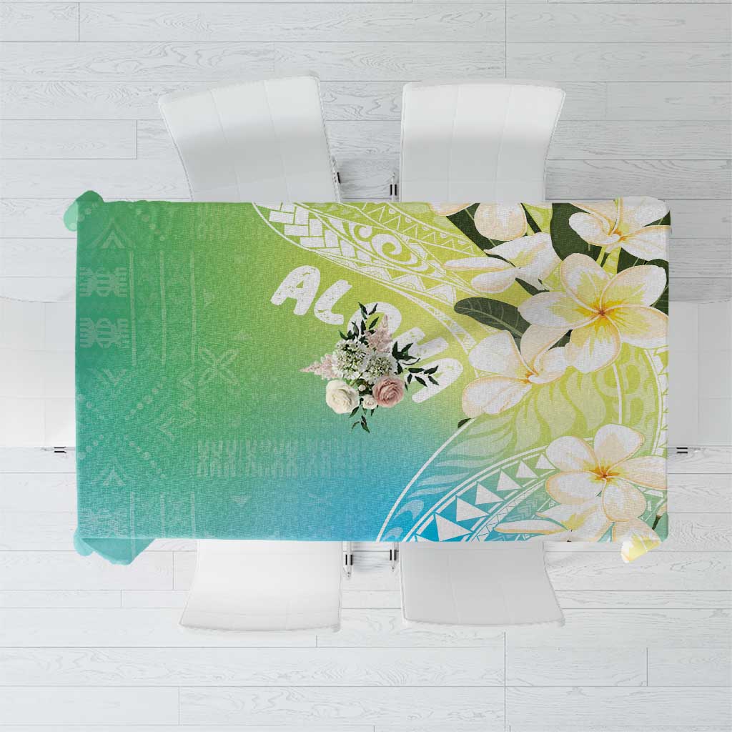 Aloha Hawaii Festive Tablecloth Frangipani Lace Classic - Summer Vibes LT7 Blue Green - Polynesian Pride
