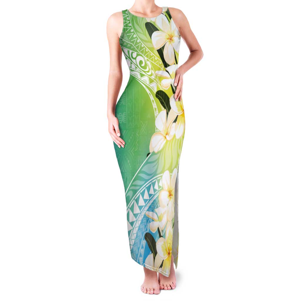 Aloha Hawaii Festive Tank Maxi Dress Frangipani Lace Classic - Summer Vibes LT7 Women Blue Green - Polynesian Pride
