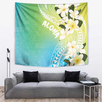 Aloha Hawaii Festive Tapestry Frangipani Lace Classic - Summer Vibes LT7 Blue Green - Polynesian Pride