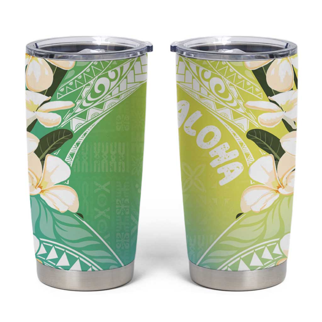 Aloha Hawaii Festive Tumbler Cup Frangipani Lace Classic - Summer Vibes LT7 Blue Green - Polynesian Pride