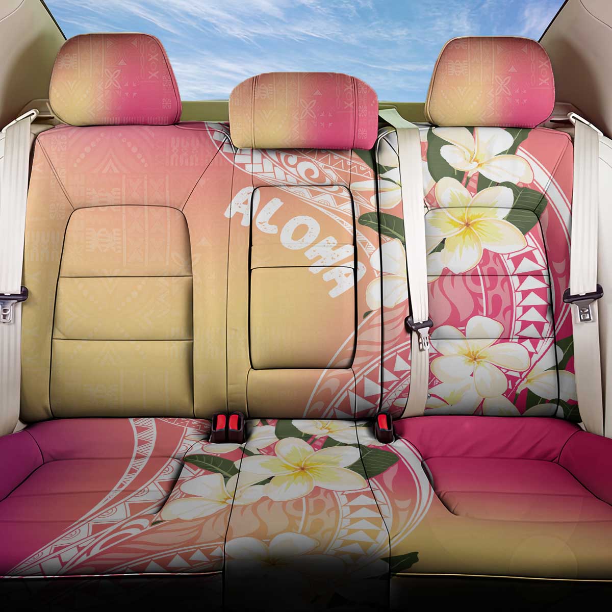 Aloha Hawaii Festive Back Car Seat Cover Frangipani Lace Classic - Spring Vibes LT7 One Size Colorful - Polynesian Pride