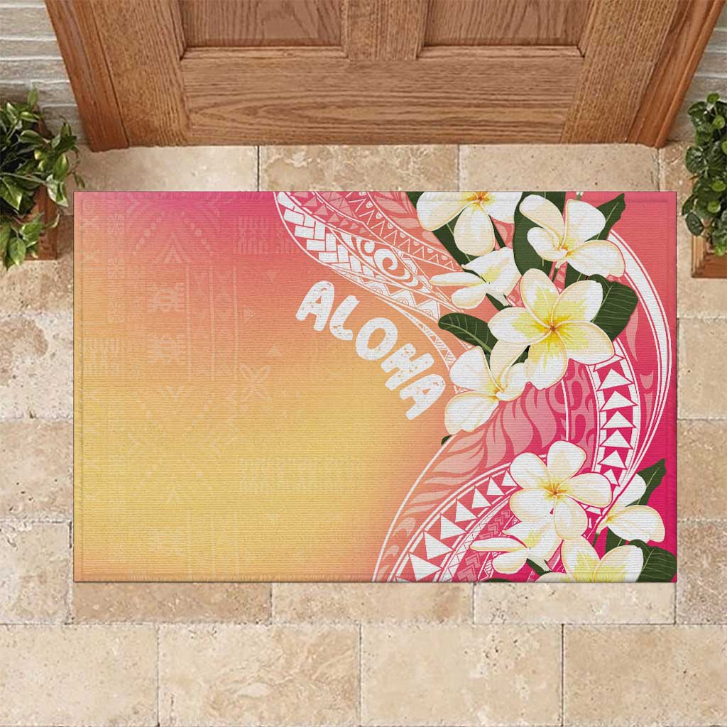 Aloha Hawaii Festive Rubber Doormat Frangipani Lace Classic - Spring Vibes LT7 Colorful - Polynesian Pride
