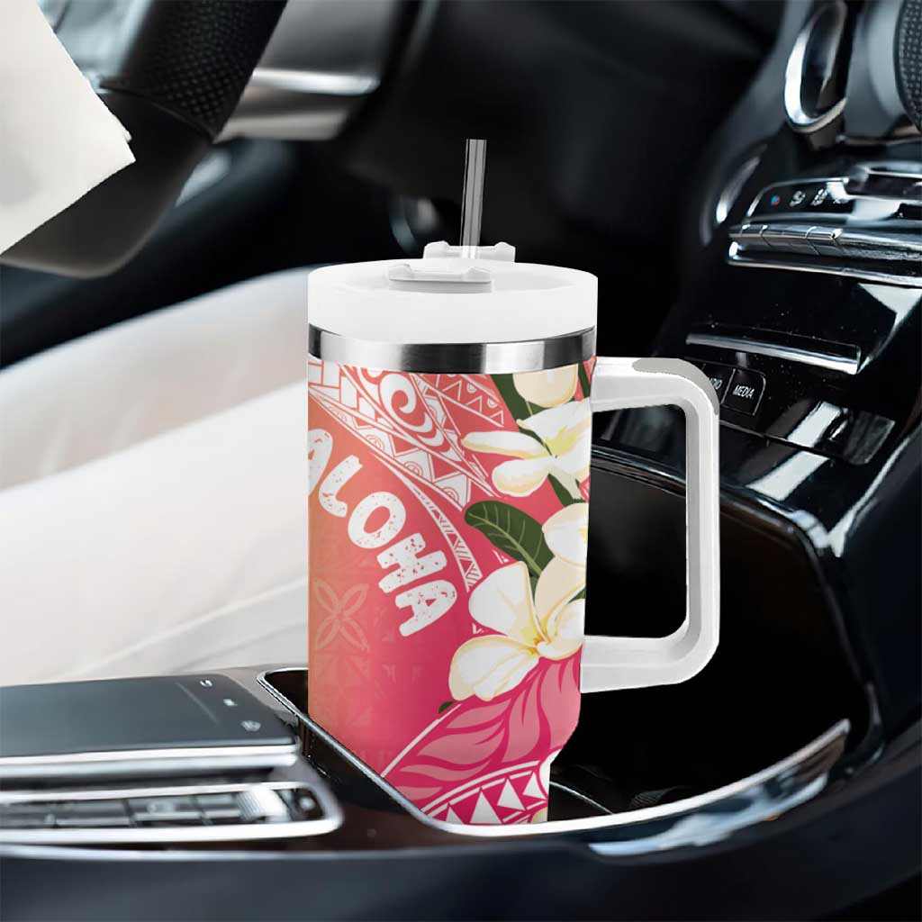 Aloha Hawaii Festive Tumbler With Handle Frangipani Lace Classic - Spring Vibes LT7 - Polynesian Pride