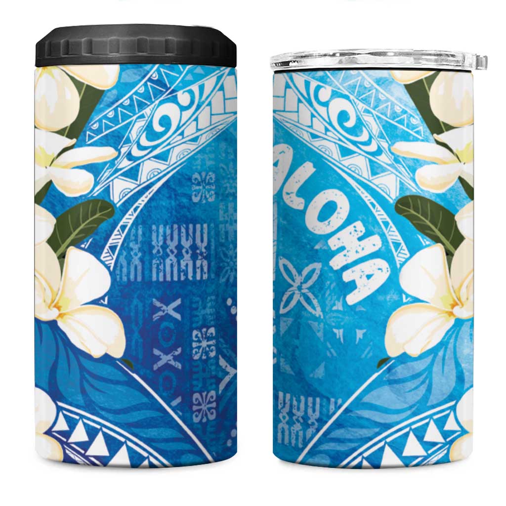Aloha Hawaii Festive 4 in 1 Can Cooler Tumbler Frangipani Lace Classic - Oceanic LT7 One Size: 16 oz Navy - Polynesian Pride
