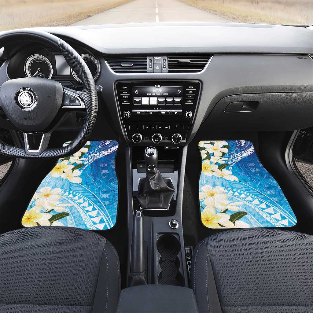 Aloha Hawaii Festive Car Mats Frangipani Lace Classic - Oceanic LT7 Set 2pcs - Front Navy - Polynesian Pride