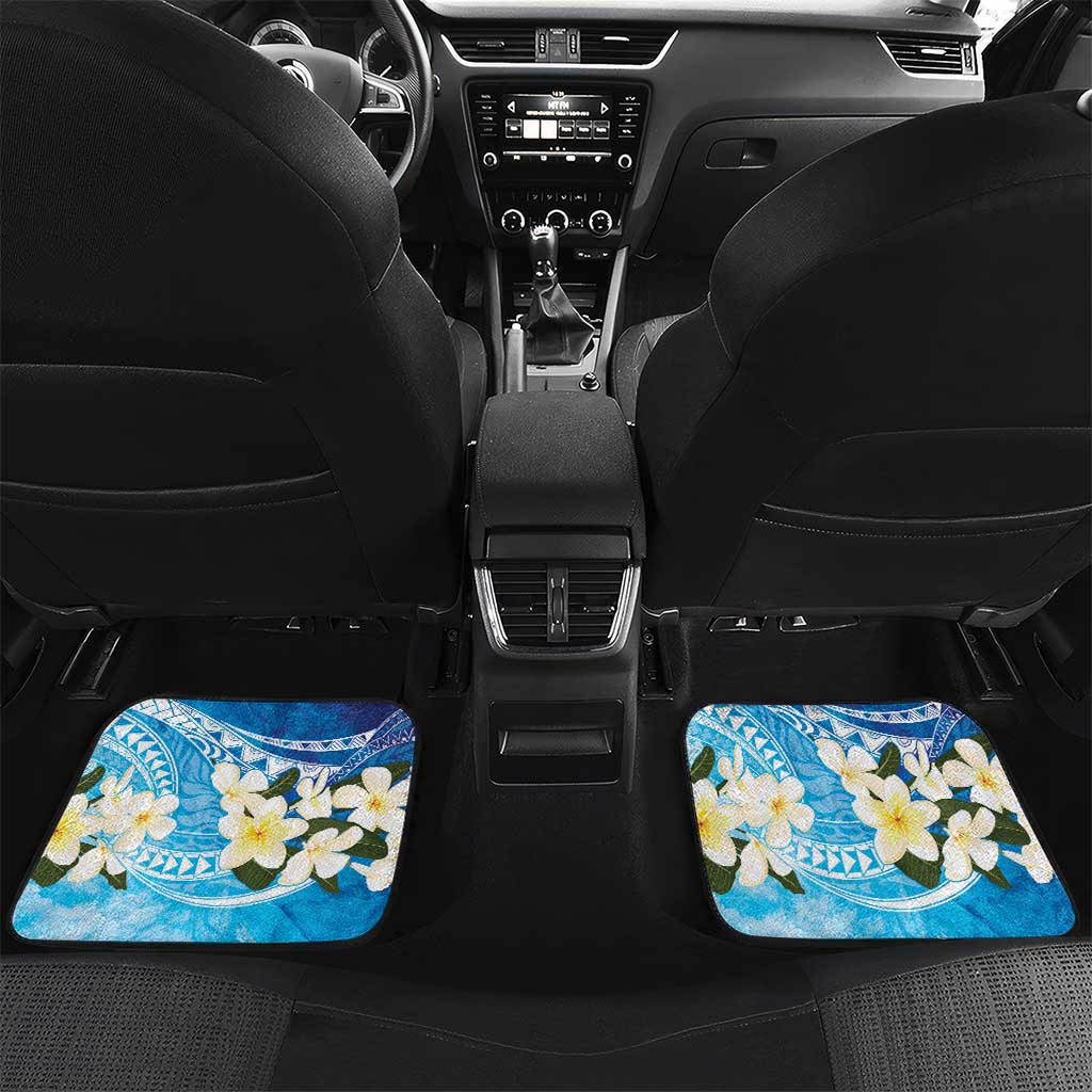 Aloha Hawaii Festive Car Mats Frangipani Lace Classic - Oceanic LT7 Set 2pcs - Back Navy - Polynesian Pride
