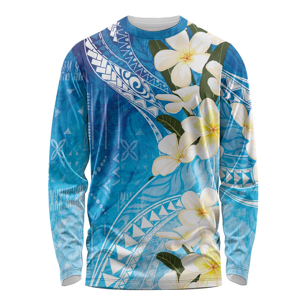 Aloha Hawaii Festive Long Sleeve Shirt Frangipani Lace Classic - Oceanic LT7 Unisex Navy - Polynesian Pride