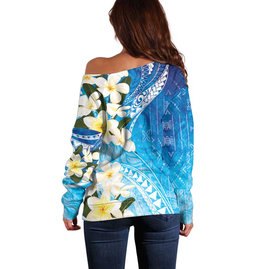 Aloha Hawaii Festive Off Shoulder Sweater Frangipani Lace Classic - Oceanic LT7 - Polynesian Pride