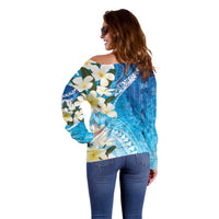 Aloha Hawaii Festive Off Shoulder Sweater Frangipani Lace Classic - Oceanic LT7 - Polynesian Pride
