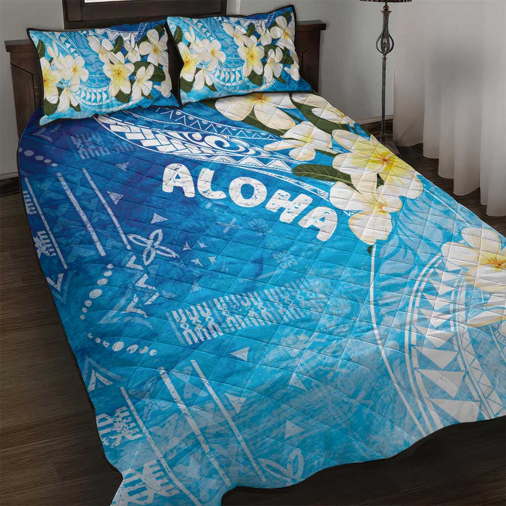 Aloha Hawaii Festive Quilt Bed Set Frangipani Lace Classic - Oceanic LT7 Navy - Polynesian Pride