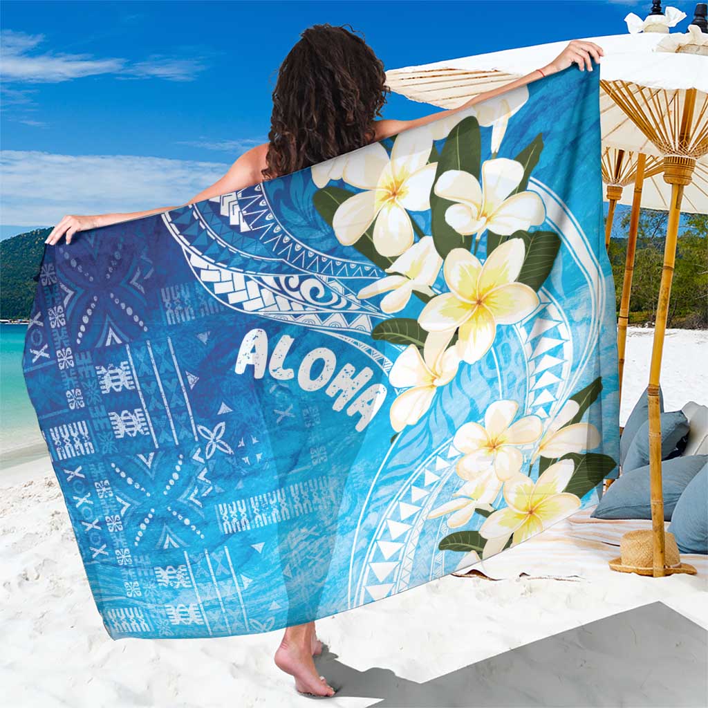 Aloha Hawaii Festive Sarong Frangipani Lace Classic - Oceanic LT7 One Size 44 x 66 inches Navy - Polynesian Pride