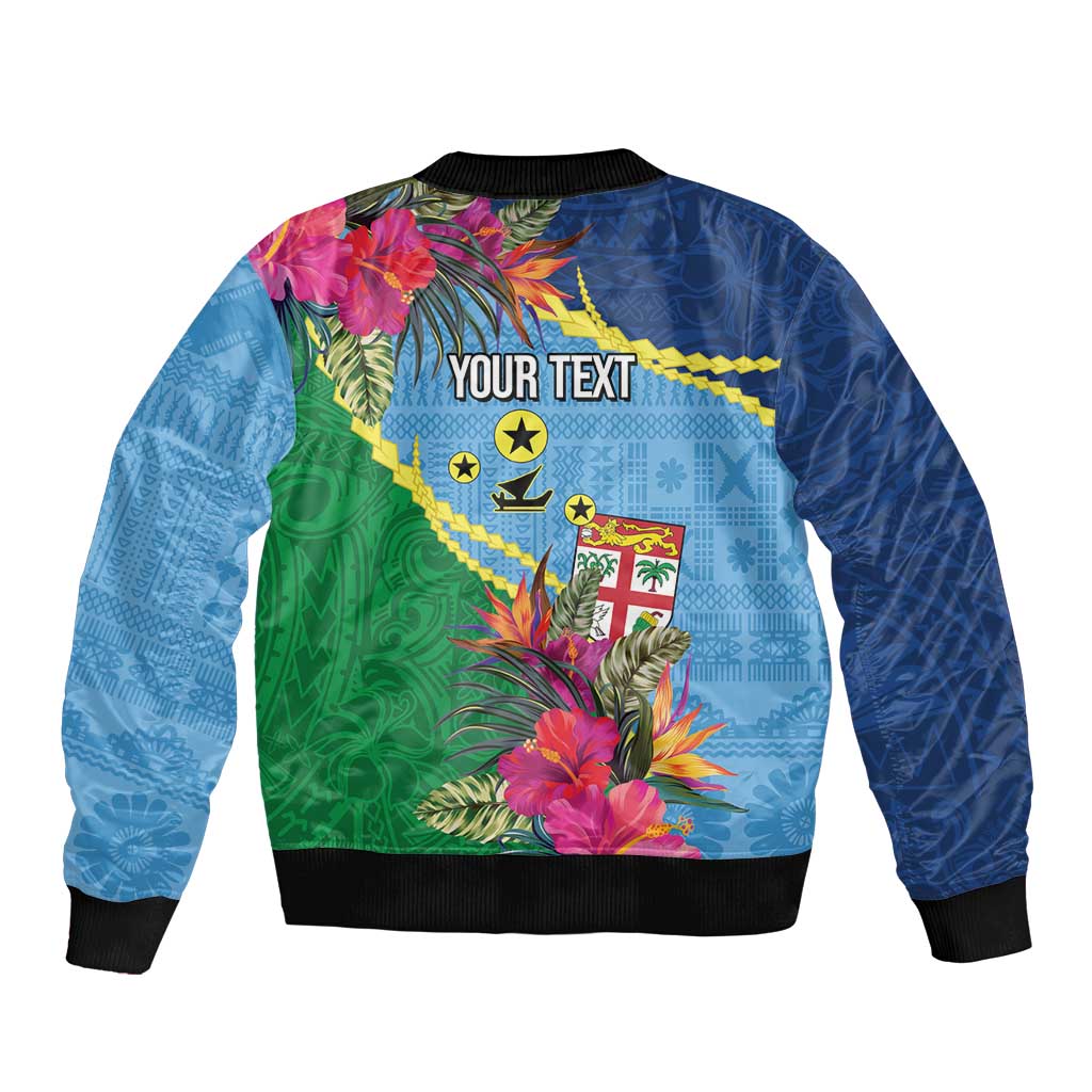 Personalized Malampa Fiji Day Together We Grow Bomber Jacket Special Tapa Mix LT7 - Polynesian Pride