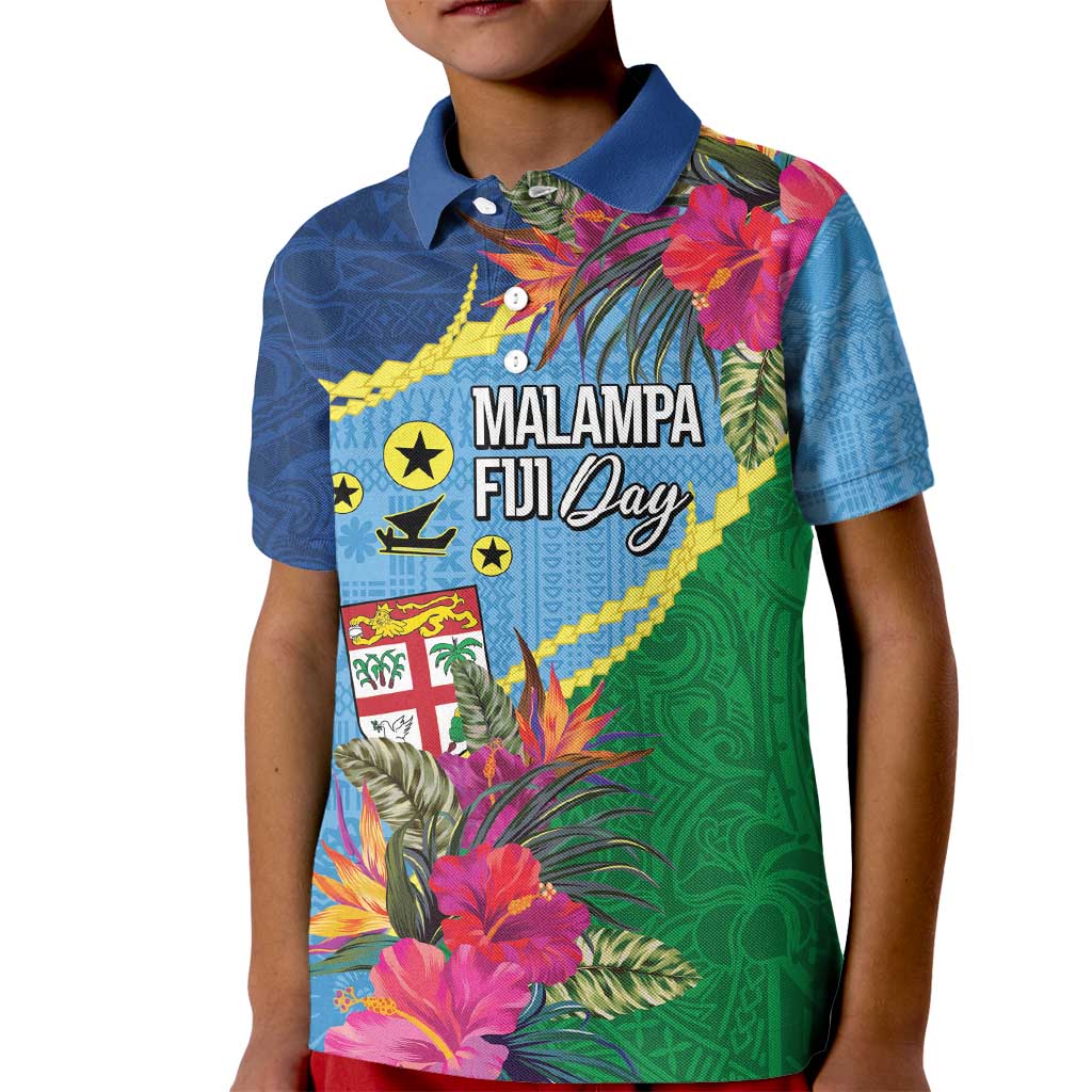 Personalized Malampa Fiji Day Together We Grow Kid Polo Shirt Special Tapa Mix LT7 Kid Colorful - Polynesian Pride