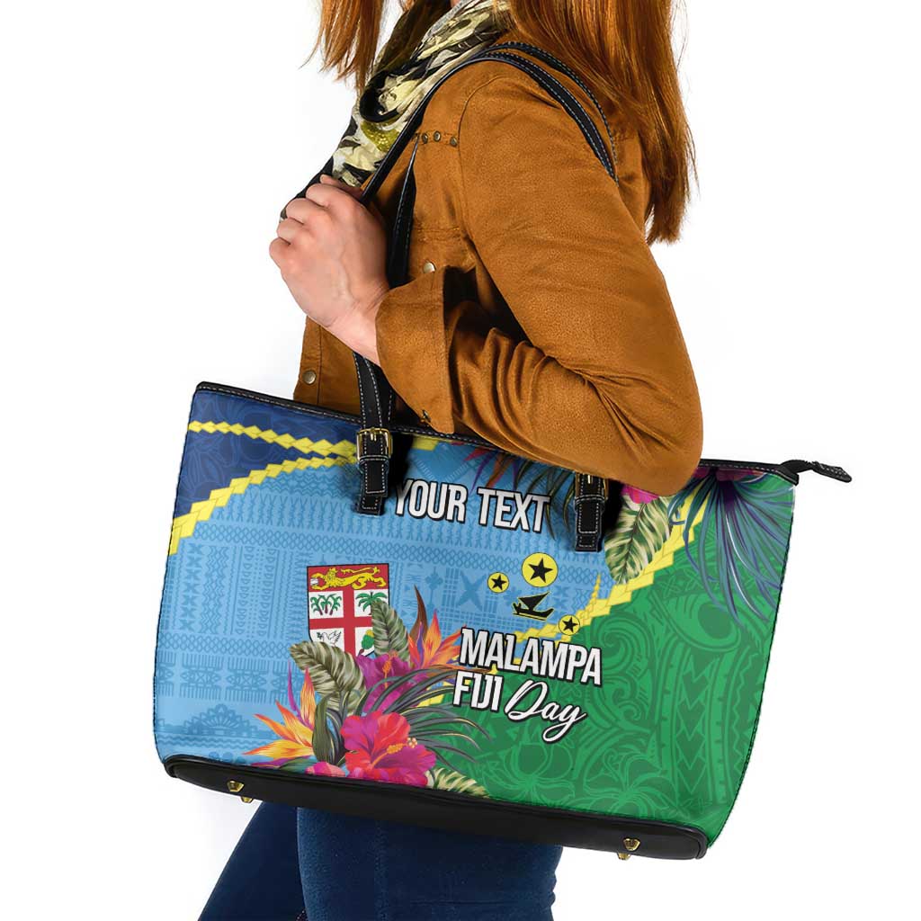 Personalized Malampa Fiji Day Together We Grow Leather Tote Bag Special Tapa Mix LT7 Colorful - Polynesian Pride
