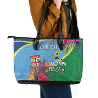 Personalized Malampa Fiji Day Together We Grow Leather Tote Bag Special Tapa Mix LT7 - Polynesian Pride