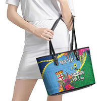 Personalized Malampa Fiji Day Together We Grow Leather Tote Bag Special Tapa Mix LT7 - Polynesian Pride
