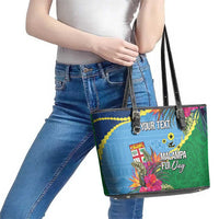 Personalized Malampa Fiji Day Together We Grow Leather Tote Bag Special Tapa Mix LT7 - Polynesian Pride