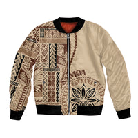 Samoa Siapo Motif Bomber Jacket Classic Style LT7 Unisex Beige - Polynesian Pride