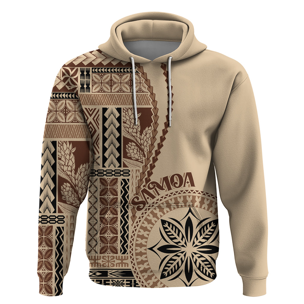 Samoa Siapo Motif Hoodie Classic Style LT7 Beige - Polynesian Pride