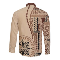 Samoa Siapo Motif Long Sleeve Button Shirt Classic Style LT7 - Polynesian Pride