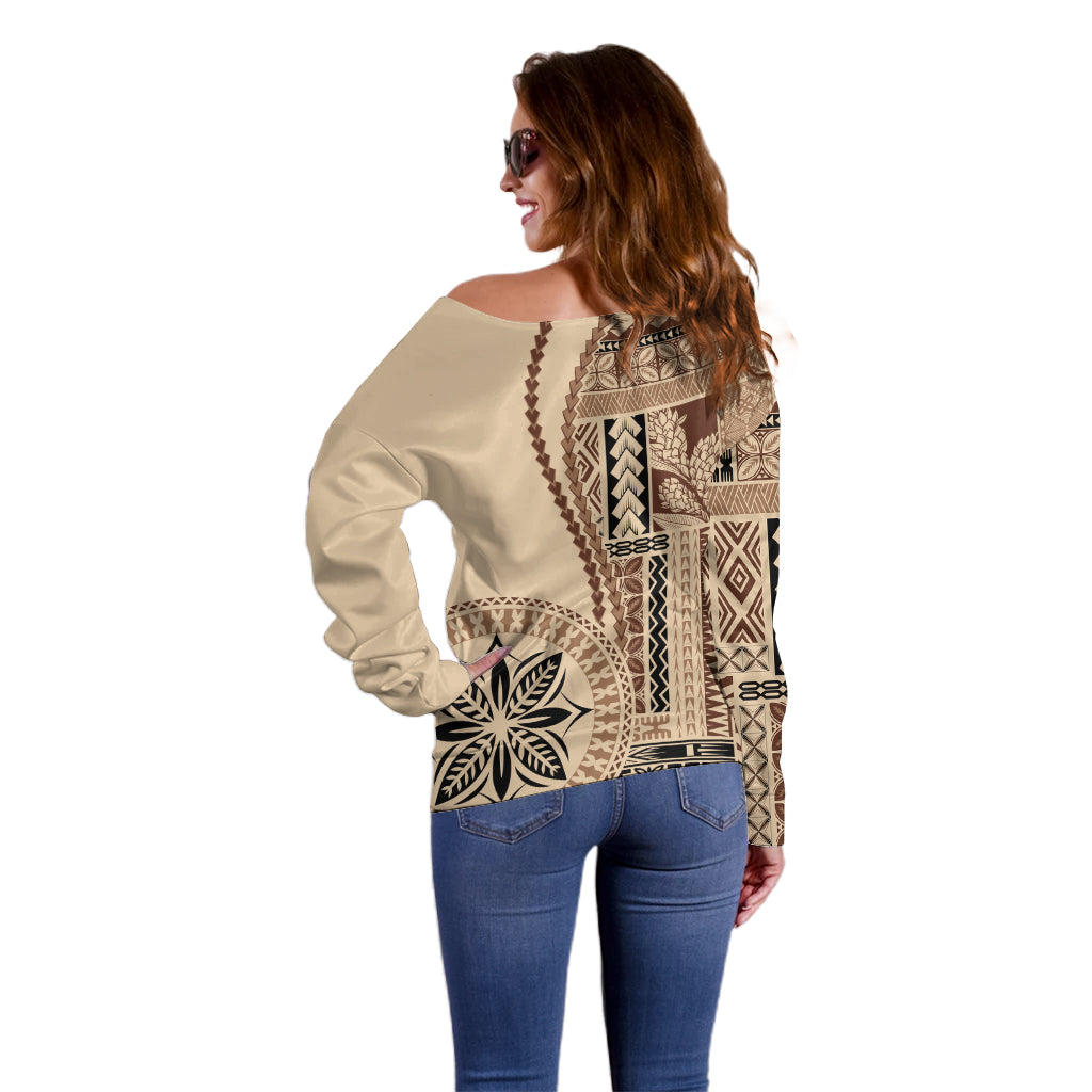 Samoa Siapo Motif Off Shoulder Sweater Classic Style LT7 - Polynesian Pride