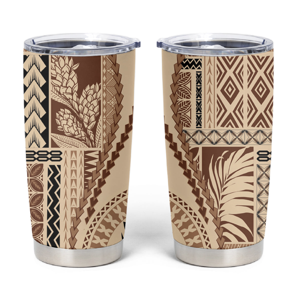 Samoa Siapo Motif Tumbler Cup Classic Style LT7 Beige - Polynesian Pride