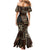 Samoa Siapo Motif Family Matching Mermaid Dress and Hawaiian Shirt Classic Style - Black Ver LT7 - Polynesian Pride