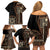 Samoa Siapo Motif Family Matching Off Shoulder Short Dress and Hawaiian Shirt Classic Style - Black Ver LT7 - Polynesian Pride