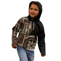 Samoa Siapo Motif Kid Hoodie Classic Style - Black Ver LT7 - Polynesian Pride