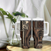 Samoa Siapo Motif Tumbler With Handle Classic Style - Black Ver LT7 - Polynesian Pride