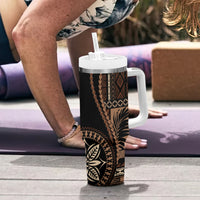 Samoa Siapo Motif Tumbler With Handle Classic Style - Black Ver LT7 - Polynesian Pride