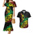 Personalised Reggae Jawaiian Festive Couples Matching Mermaid Dress and Hawaiian Shirt Mix Polynesian